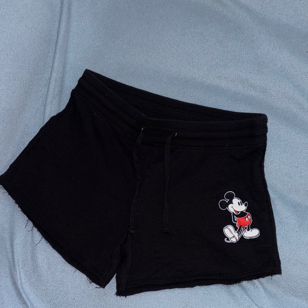 Disney Women's Black Athletic Shorts with Mickey Mouse